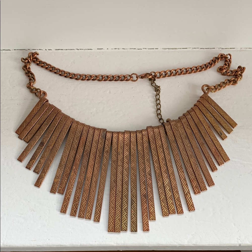 Vintage handmade artisan copper Necklace bohemian 70’s California modernist
